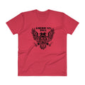Men's V- Neck T Shirt - Black Eagle- American