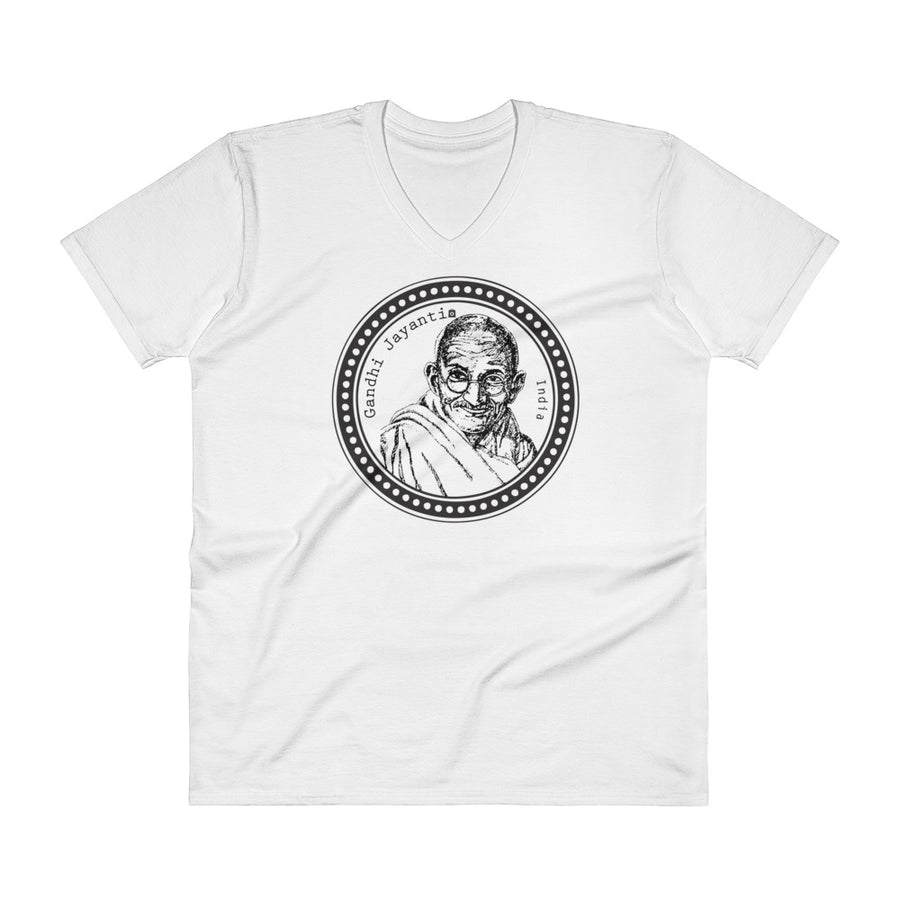 Men's V- Neck T Shirt - Gandhi Jayanti- Stamp
