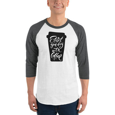 Men's 3/4th Sleeve Raglan T- Shirt - Start your day with coffee