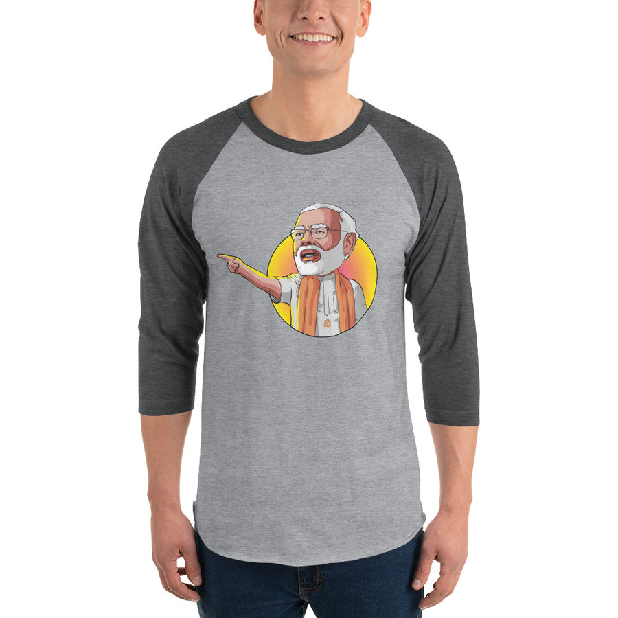 Men's 3/4th Sleeve Raglan T- Shirt - Modi- Speech Pose