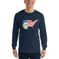 Men's Long Sleeve T-Shirt - Eagle- USA Map with Flag