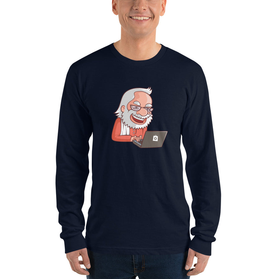 Unisex Long Sleeve T-shirt - Narendra Modi- Laptop Cartoon