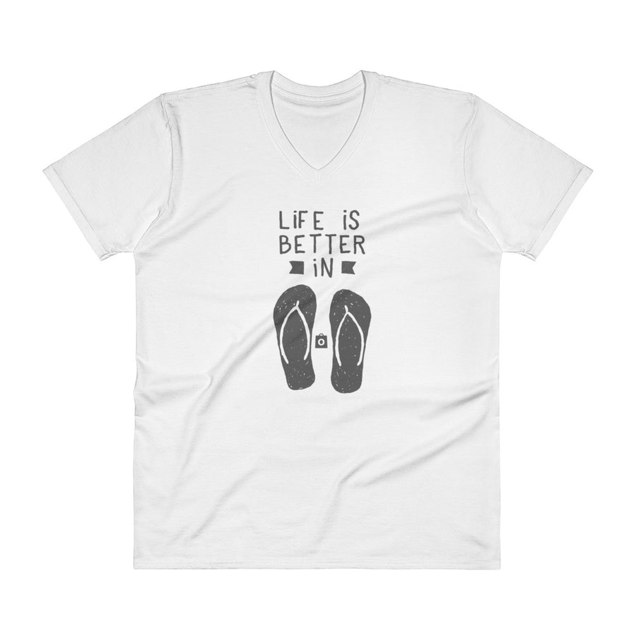 Men's V- Neck T Shirt - Flip-Flop through Life
