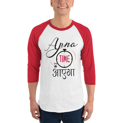 Men's 3/4th Sleeve Raglan T- Shirt - Apna Time Aayega!