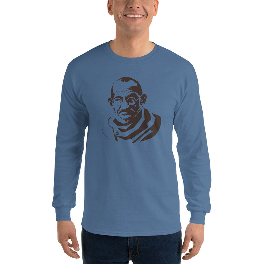 Men's Long Sleeve T-Shirt - Gandhi- Silouhette