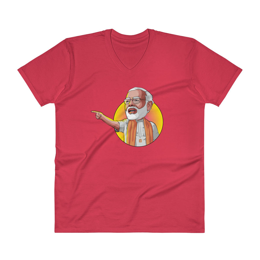 Men's V- Neck T Shirt - Modi- Speech Pose