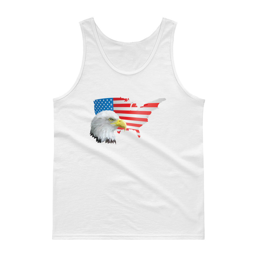 Men's Classic Tank Top - Eagle- USA Map with Flag
