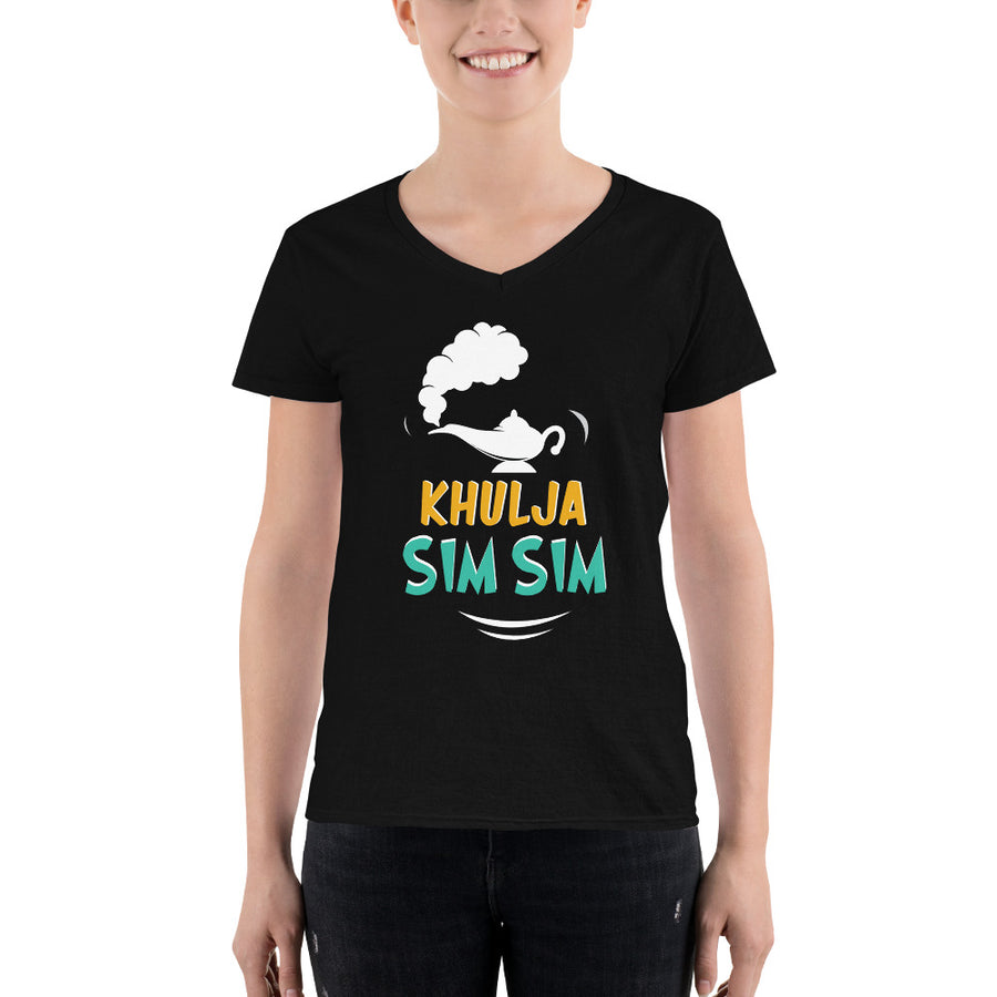Women's V-Neck T-shirt - Khulja Sim Sim