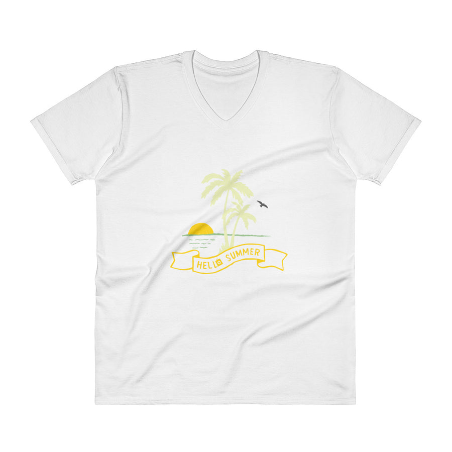 Men's V- Neck T Shirt - Hello Summer