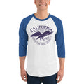 Men's 3/4th Sleeve Raglan T- Shirt - California- LA- Eagle