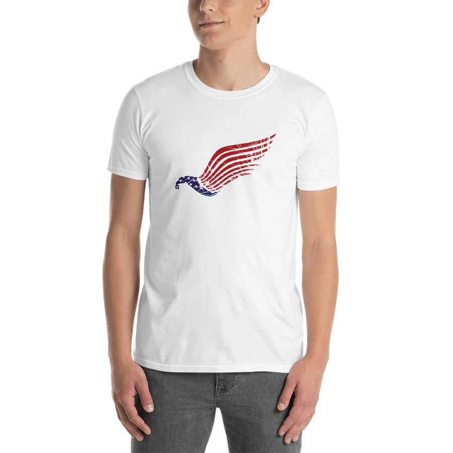 Men's Round Neck T Shirt - Eagle- Flag