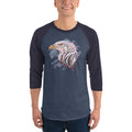 Men's 3/4th Sleeve Raglan T- Shirt - Eagle Doodle- Color