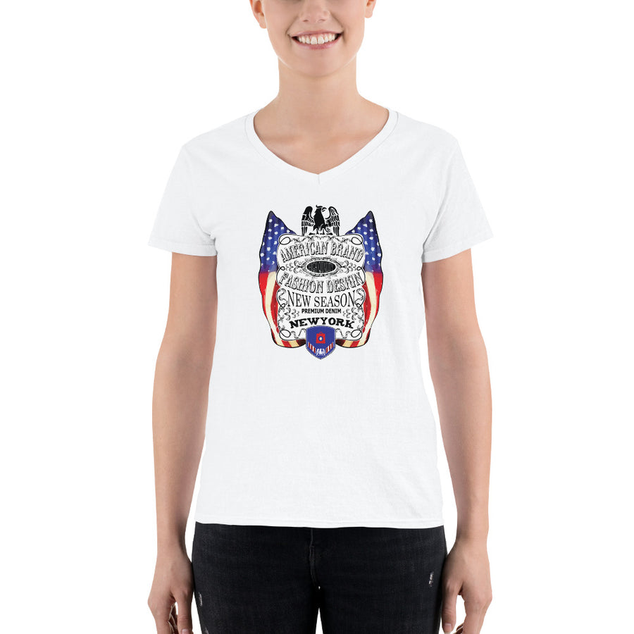 Women's V-Neck T-shirt - American  Brand Fashion Design