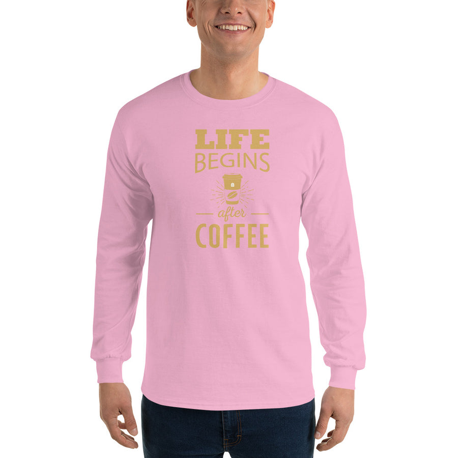 Men's Long Sleeve T-Shirt - Life begins after coffee