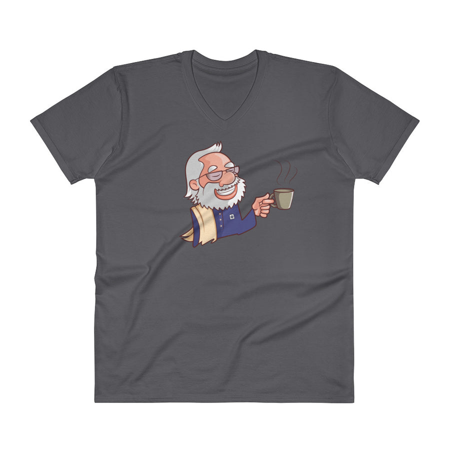 Men's V- Neck T Shirt - Namo- Drinking Chai- Cartoon