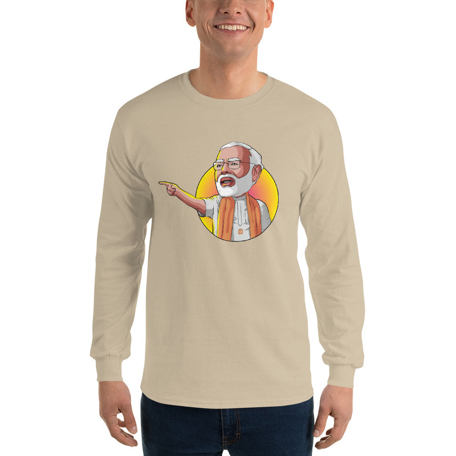 Men's Long Sleeve T-Shirt - Modi- Speech Pose