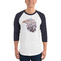 Men's 3/4th Sleeve Raglan T- Shirt - Eagle Doodle- Color