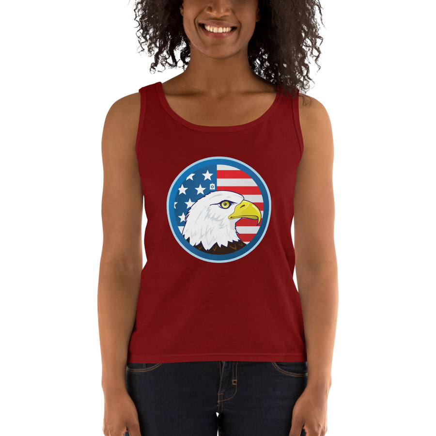 Women's Missy Fit Tank top - Eagle- US Flag Backdrop