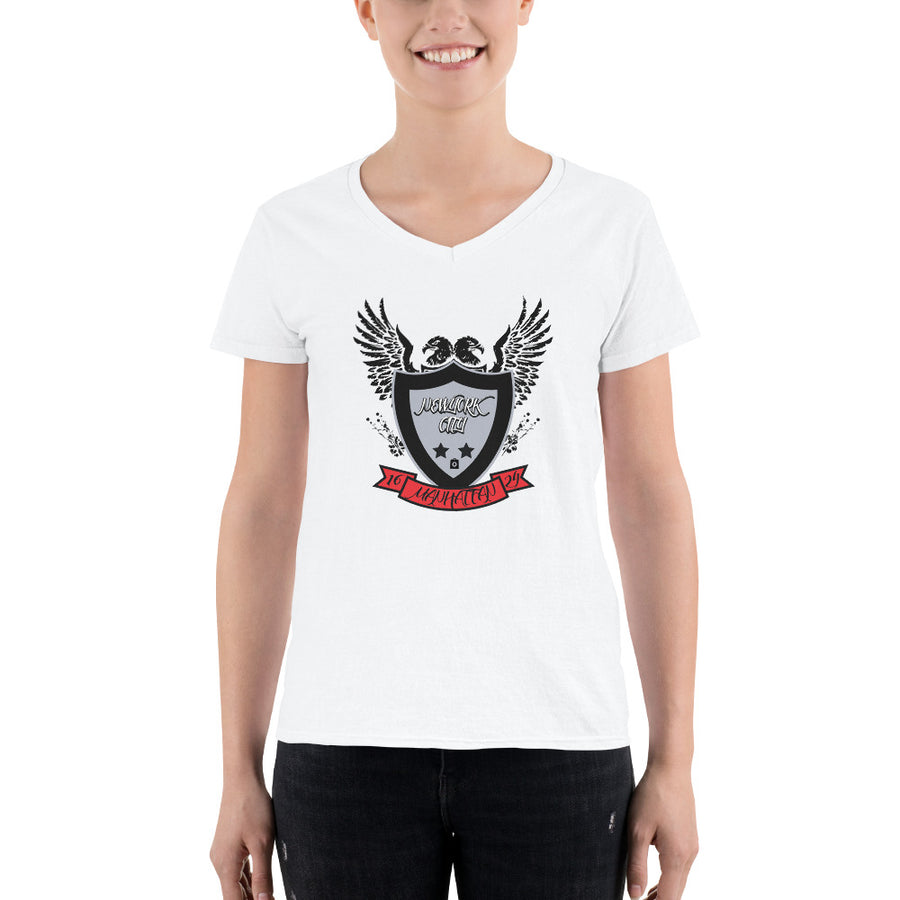 Women's V-Neck T-shirt - NewYork City Eagle Shield