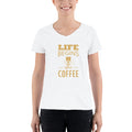 Women's V-Neck T-shirt - Life begins after coffee