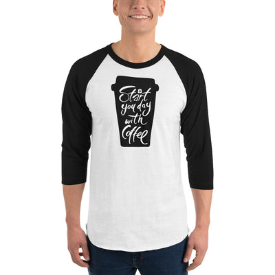 Men's 3/4th Sleeve Raglan T- Shirt - Start your day with coffee