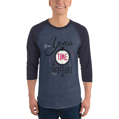 Men's 3/4th Sleeve Raglan T- Shirt - Apna Time Aayega!