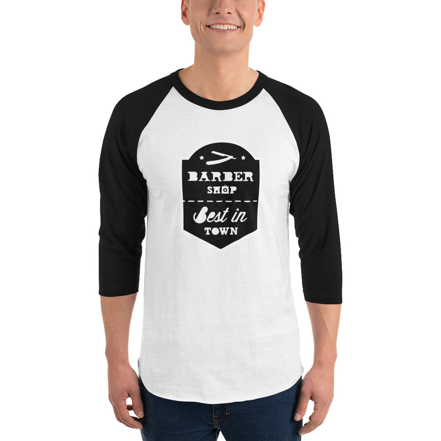 Men's 3/4th Sleeve Raglan T- Shirt - Barber Shop - Best in Town