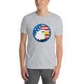 Men's Round Neck T Shirt - Eagle- US Flag Backdrop