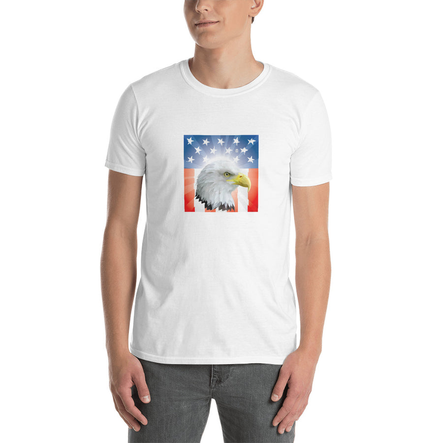 Men's Round Neck T Shirt - Shining- Eagle & Star Spangled Banner