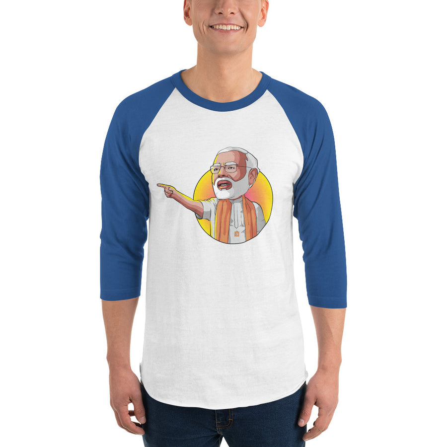 Men's 3/4th Sleeve Raglan T- Shirt - Modi- Speech Pose