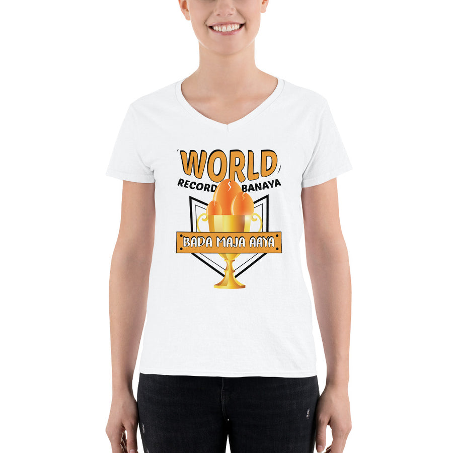 Women's V-Neck T-shirt - World Record Banaya