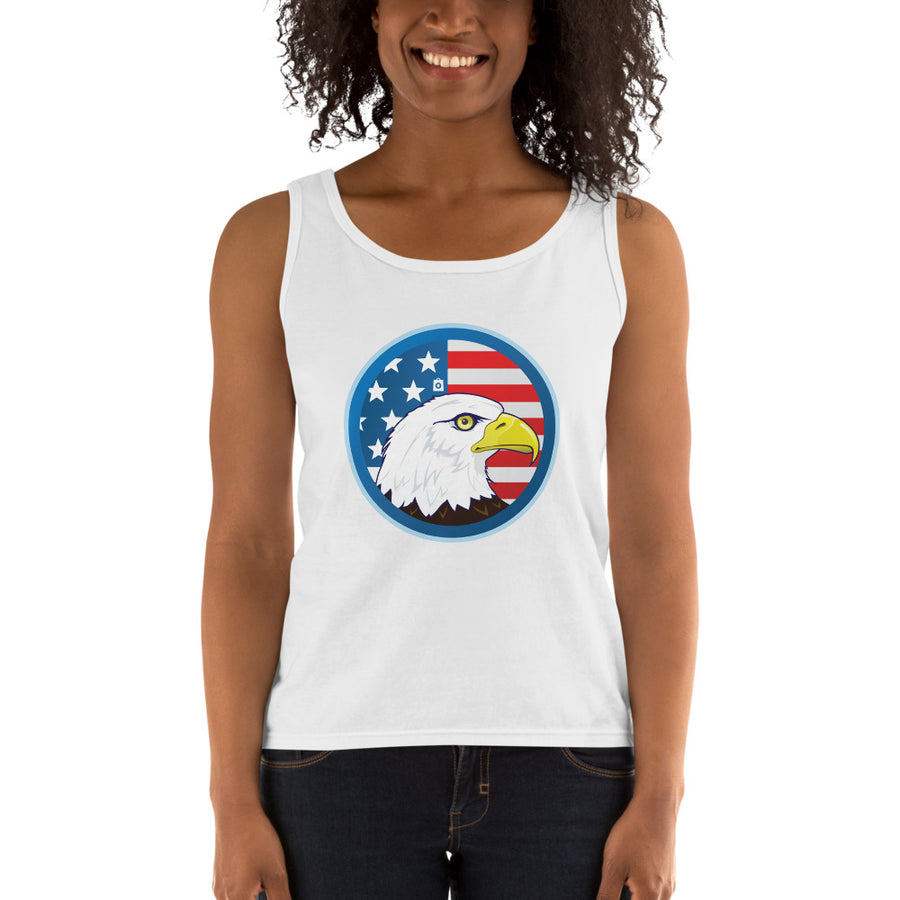 Women's Missy Fit Tank top - Eagle- US Flag Backdrop