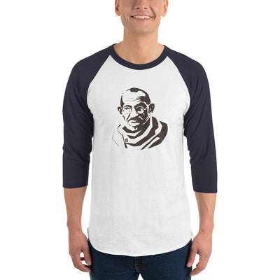 Men's 3/4th Sleeve Raglan T- Shirt - Gandhi- Silouhette