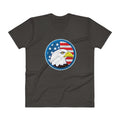 Men's V- Neck T Shirt - Eagle- US Flag Backdrop