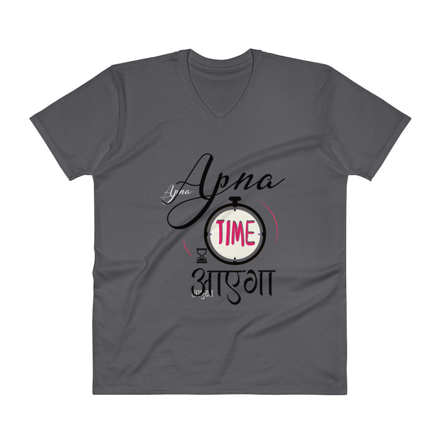Men's V- Neck T Shirt - Apna Time Aayega!