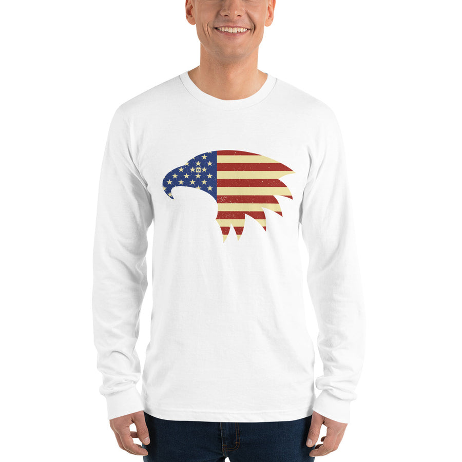Unisex Long Sleeve T-shirt - Eagle- American Flag design