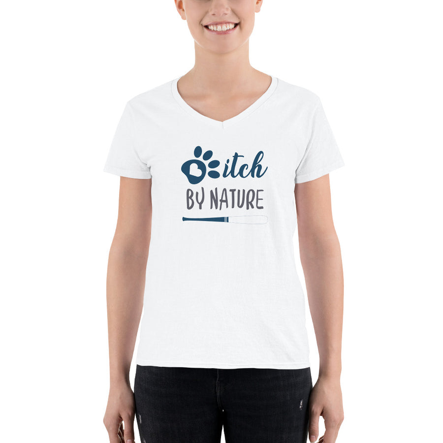 Women's V-Neck T-shirt- Mom - Bitch By Nature