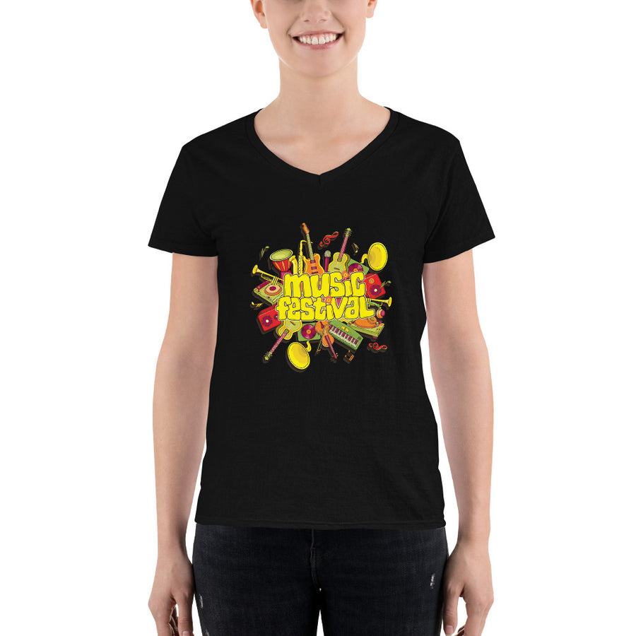 Women's V-Neck T-shirt - The Musical Festival
