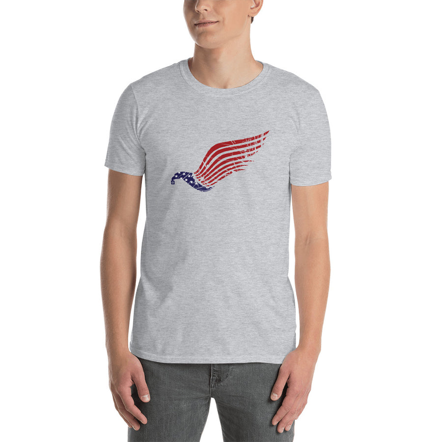 Men's Round Neck T Shirt - Eagle- Flag