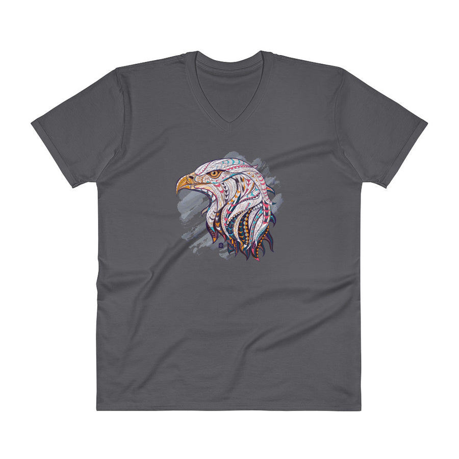 Men's V- Neck T Shirt - Eagle Doodle- Color