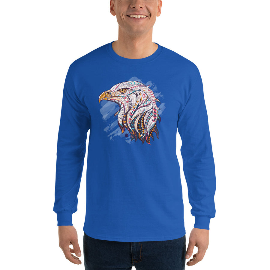 Men's Long Sleeve T-Shirt - Eagle Doodle- Color