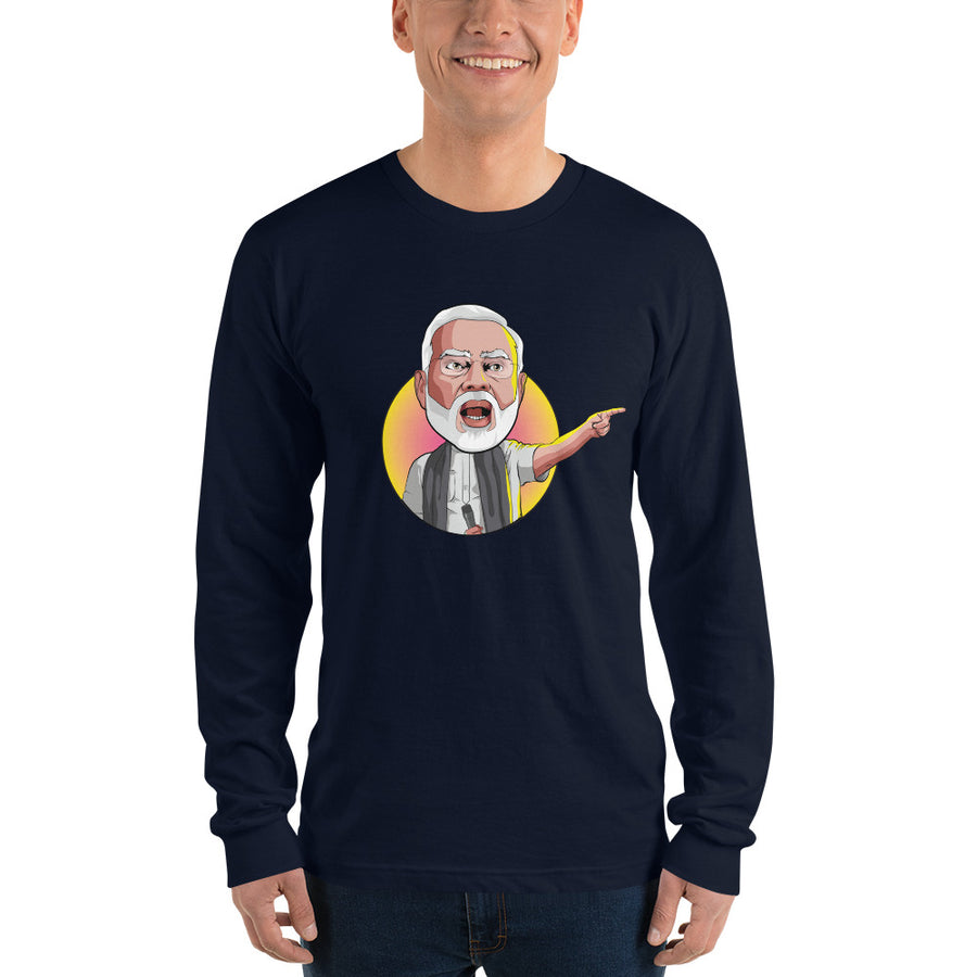 Unisex Long Sleeve T-shirt - Narendra Modi- Angry