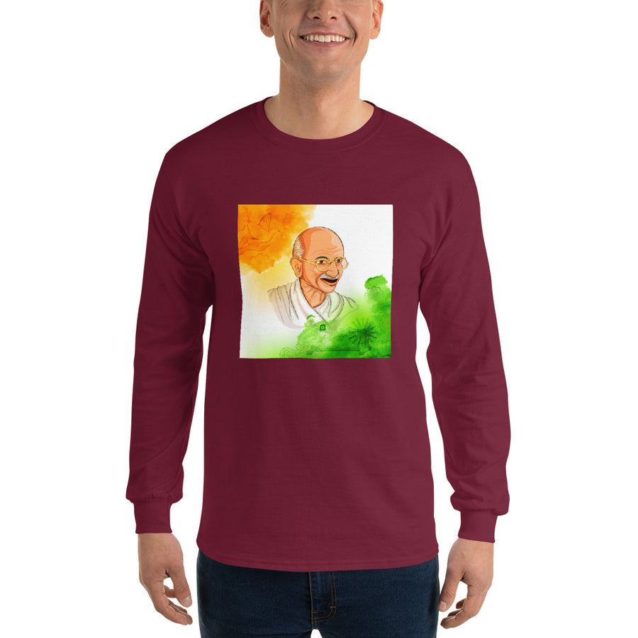 Men's Long Sleeve T-Shirt - Mahatma Gandhi